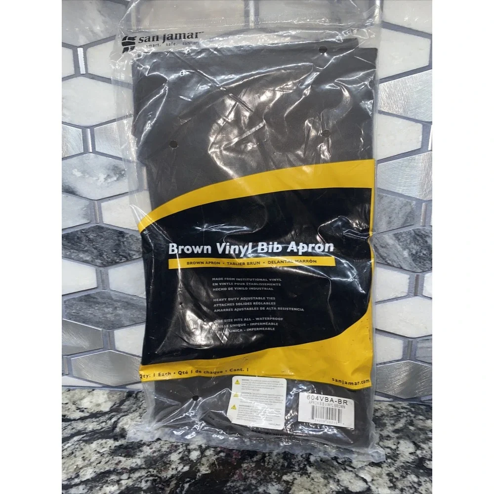 San Jamar 604VBA-BR Brown Vinyl Bib Apron‎